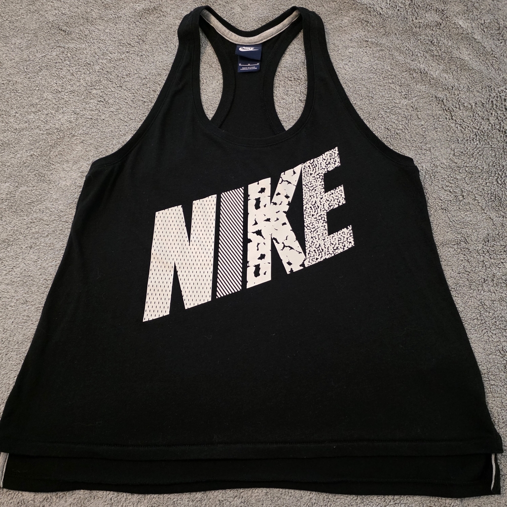 Nike Tank Top Womens Medium Black‎ Gym Athletic Running Weightlifting Racerback